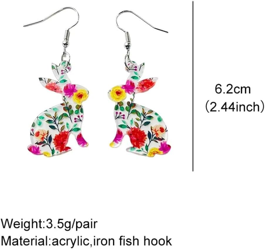Todu Easter Earrings Cute Bunny Egg Rabbit Drop Colorful Flower Animal Dangle Spring Earrings Holiday Jewelry Gift For Women - Image 4