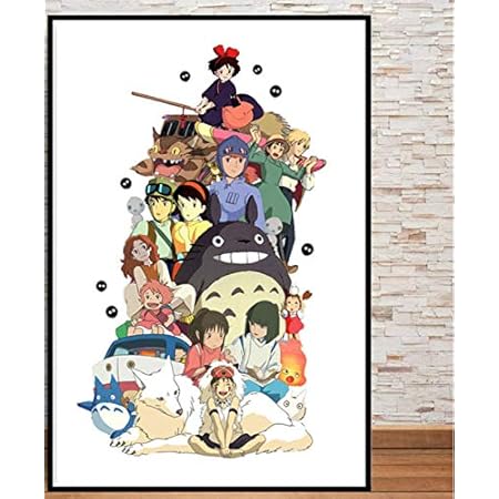 Qianliyan Studio Ghibli Tribute Poster Totoro Princess Hot Anime Wall Art Canvas Painting Posters And Prints Room Decorative Home Decor 40x60cm Frameless Amazon Co Uk Home Kitchen