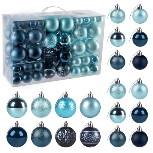 Homewit 100-teilig Weihnachtskugeln Kunststoff Blaue mit...