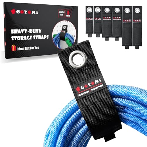 6 Pack Heavy Duty Storage Straps, Fathers Day Dad Gifts for Mens Him, Extension Cord Holder Organizer, Cable Straps for Cord, Cable, Hose, Rope, RV Workshop Garage Organization