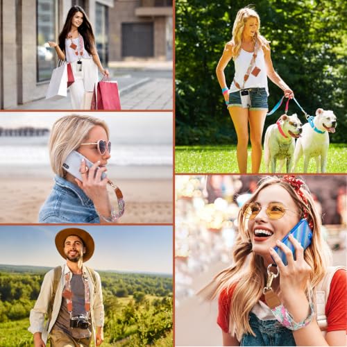 Image of XANGNIER Clip and Go Strap for Phone with Wallet Crossbody, Phone Strap with Zippered Wallet, Adjustable Anti Theft Cellphone Lanyard for Women, Cellphone Chain Accessories,Multicolor 27