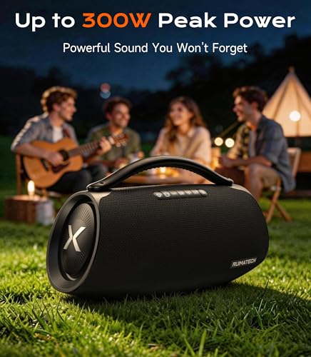 Image of 300W Peak Bluetooth Boombox Speaker, Big Powerful Sound with 80W Deep Bass, 3-Way Audio System, TWS, IPX6 Waterproof for Outdoor Party & Home Entertainment