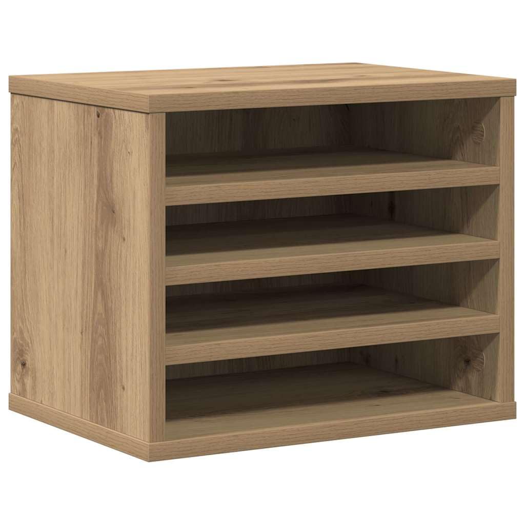 Organizer da scrivania in legno, 36 x 26 x 29,5 cm, portadocumenti per cancelleria, sistema di organizzazione per scrivania, effetto rovere artigianale