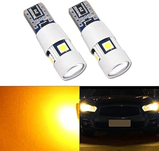 HSUN T10 LED Light Bulb,W5W 501 175 194 12961 2825 5LED SMD3030 Chip with Canbus Function for Car Side Marker Indicator Light,Backup Light,Interior Light and More,Amber/Orange
