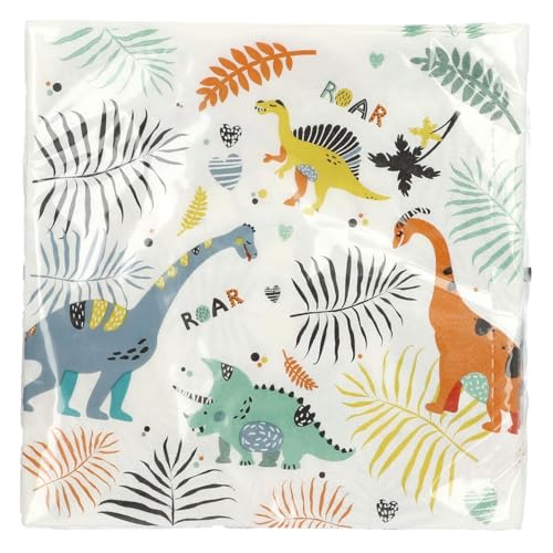 Folat 68350 Serviettes Dino Roars 33x33cm - 20 pièces
