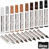 【20本セット10カラー 】 フローリング 補修 傷 家具 ドア テーブル テレビ台 マーカー クレヨン ペン 塗る 埋める 隠す クレヨン削り 凹み傷 ひっかき傷 簡単 調色 色まぜ 色 混ぜる 補修剤 木目 キッチン リビング ダイニング 寝室 柱 建具黒白茶色 賃貸 原状回復 修正