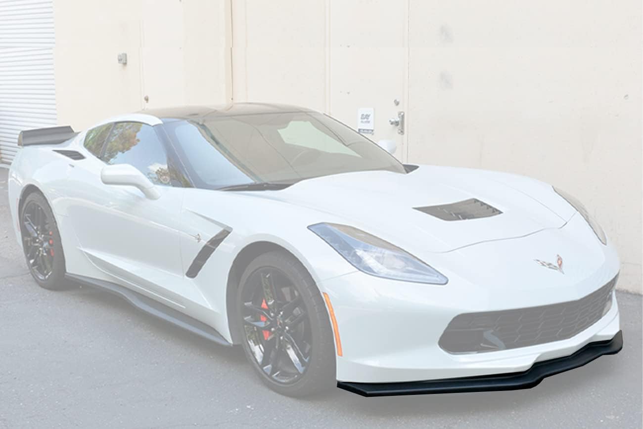 Replacement For 2014-2019 Chevrolet Corvette C7 | Z06 Z07 Stage 2 Style Front Bumper Lower Lip Splitter (ABS Plastic - Primer Black)