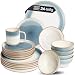 Produktbild Moritz & Moritz TARENTO 24-tlg. Geschirrset 6 Personen Blau - Elegantes Teller Set aus hochwertigem Steinzeug - Geschirr Set aus 6x Dinnerteller, 6x Dessertteller, 6x Suppenteller und 6x Tassen