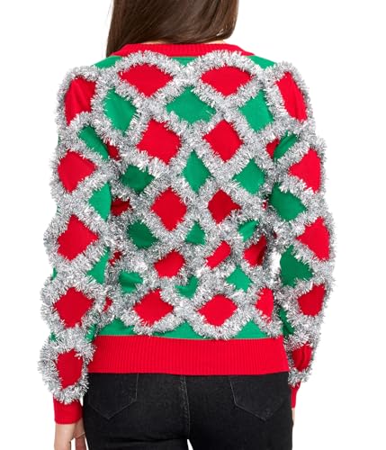 Image of Tipsy Elves Classic Cute Cardigan Ugly Christmas Sweaters for Women with Fun Patterns and Animals