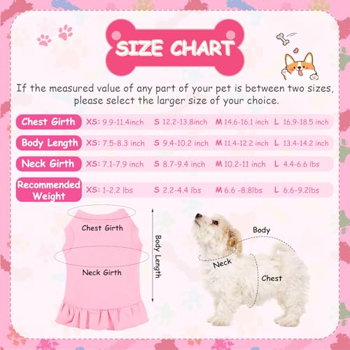 6 Pieces Dog Dresses Shirt Skirt Sleeveless Dress Breathable Pet Shirts with Ruffles Puppy Sundress Outfits for Dogs and Cats (XS Size)