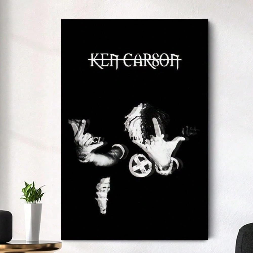 LYBCEOUG Decorazione murale hip hop, stampa su tela con croce e anello, ritratto di cantante, decorazione per camera da letto/soggiorno (60x80 cm/con cornice)