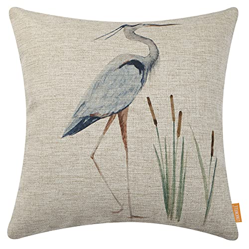 Linkwell CC1842 Heron Pillow Covers 18X18 Farmhouse Bird Modern River Decor Decorative Cushion Case Throw Pillowcase Sofa Couch Cc1842 cover