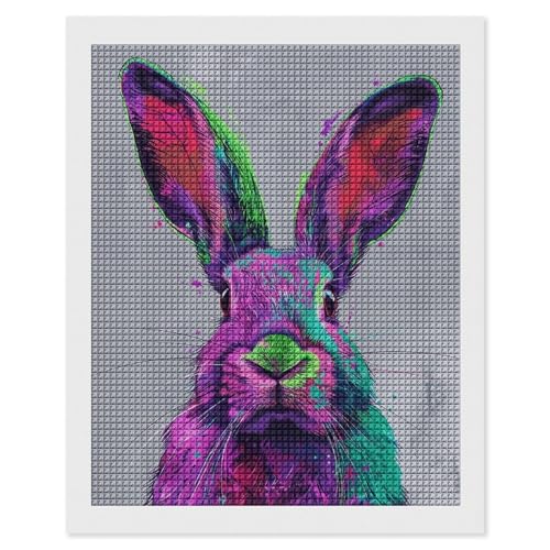 Kit peinture diamant lapin aux couleurs vives perceuse carrée 5D avec outils de bricolage