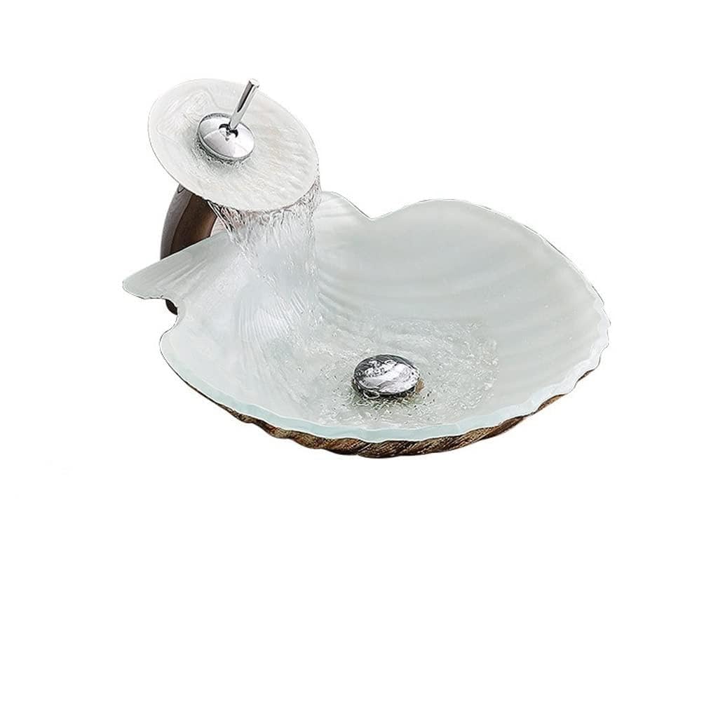Aertsdfgt Sink Set Sink Bowl Bathroom Vessel Sink Toilet Washbasin Hotel Art Desk Creative Tempered Glass(Sink Set)