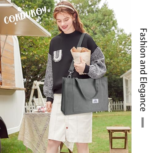 Image of Corduroy Tote Bag for Women Small Satchel Bag Mini Tote Bag Aesthetic Crossbody Handbag - School Work Travel Shopping
