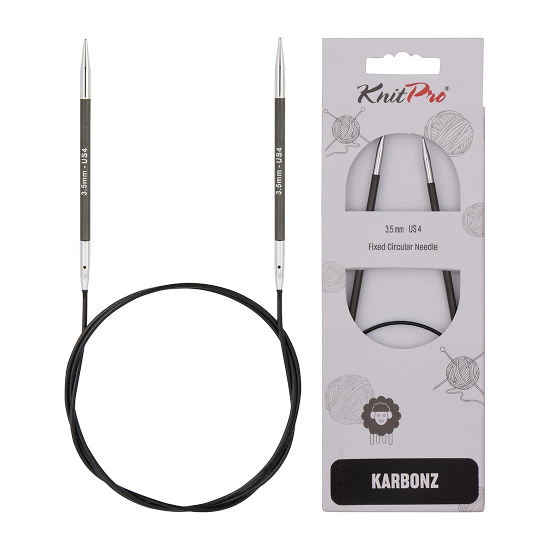KnitPro Karbonz Fixed Circular Needles 32" (80cm) | 3.50 mm