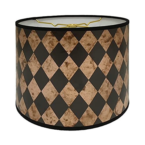 Image of Royal Designs, Inc. Trendy Decorative Handmade Drum Shade, Made in USA, 10in, HBC-8017-10, Diamonds on Parchment
