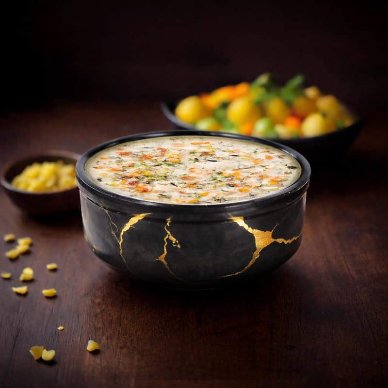 Image of AURKA 4.5 Inch Melamine Soup Bowls Set of 6 (350 ml) | Black /Gold | Serving Bowls for Soup, Salad, Noodles, Pasta, Oatmeal | Durable & Stylish Dinnerware for Daily & Special Use