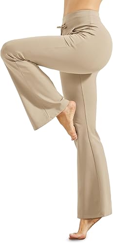 Promover Pantalones de yoga acampanados con forro polar para mujer, con bolsillos, para invierno, cálidos, corte de bota