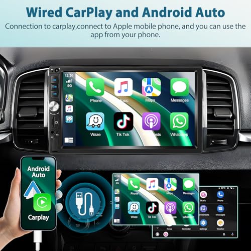 Radio doble din para auto con pantalla táctil HD 7" miniatura 2