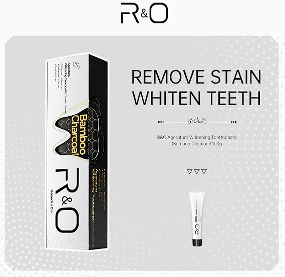 R&O Ageratum Whitening Toothpaste with Bamboo Charcoal, 3.53 oz - Great for Teeth Whitening, Reduces Plaque, Removes Stubborn Stains, Promotes Oral Health, Long - Lasting Fresh Breath (3)