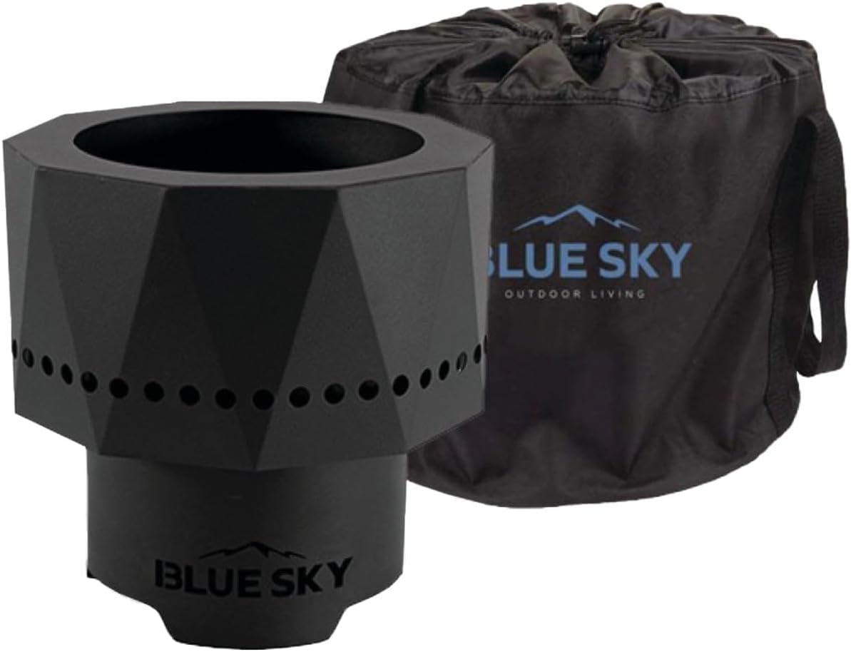 Blue Sky Outdoor Living Pike Ultra Portable Fire Pit, Portable Smokeless Fire Pit with Carrying Bag, Black