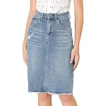 Women’s Basic Distressed High Waist Ripped Hem Washed Jeans Denim Skirt www.denim.fit