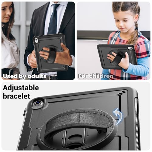 Coque iPad 10e génération 10.9 pouces antichoc avec protège-écran et support noir - 6