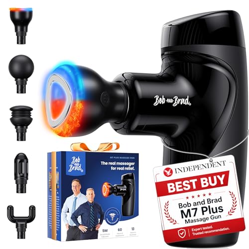 BOB AND BRAD M7 Plus Mini Massage Gun with Heat FSA Eligible & HSA Approved Deep Tissue Percussion Massager for Back & Neck Stiffness - Portable Quiet Ultra-Lightweight