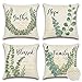 JOTOM Wodoodporne dekoracyjne poszewki na poduszki na zewnątrz, 45 x 45 cm, wodoodporna poszewka na poduszkę, wzór eukaliptusa, poszewka na poduszkę na kanapę, patio, ławkę, namiot, dekoracja, zestaw 4 szt. (eukaliptus F)