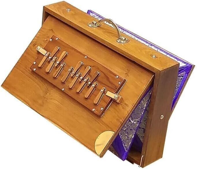 Shruti Box Musical Instrument, Teak Wood Swar Peti, Shruti Box for Yoga, Chant (440 Hz, Size: 15" X 10" X 3")