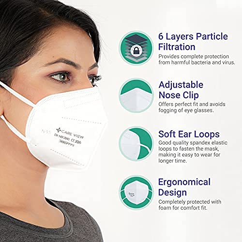 Image of Careview N95 Model CV1221 Non-Woven Fabric Reusable Adjustable Ear Loop Style N95 Protective Face Mask (White, Pack of 20, Without Valve) for Unisex Adult