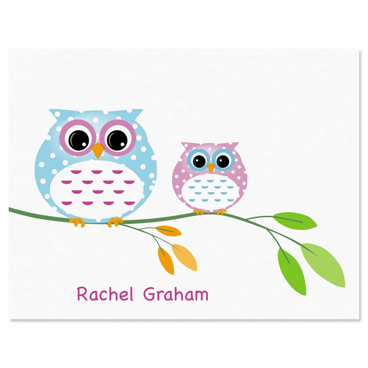 Current Owl Always Love You Personalized Note Cards - 24 Cards with White Envelopes, 4¼ x 5½ Inch Size, Blank Stationery, Add Names or Text, For Thank