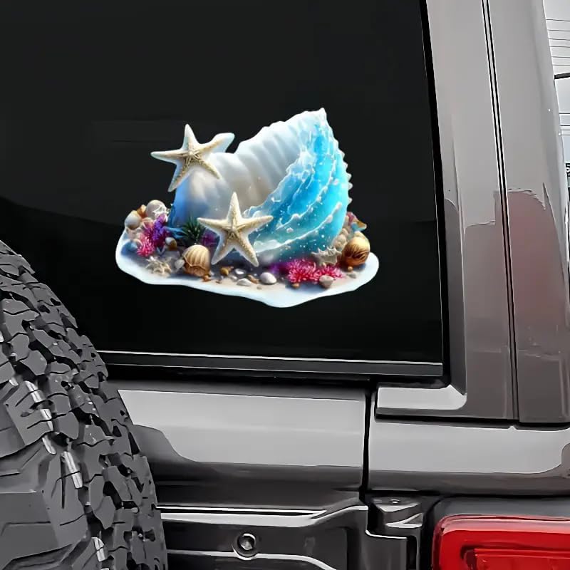Beautiful Shell Starfish PVC Vinyl Car Decals Stickers Waterproof Self-Adhesive Decals for Cars, Laptops, Trucks, Motorcycles Wall Window Luggage Scratch Cover Door Decor Sticker - Image 5