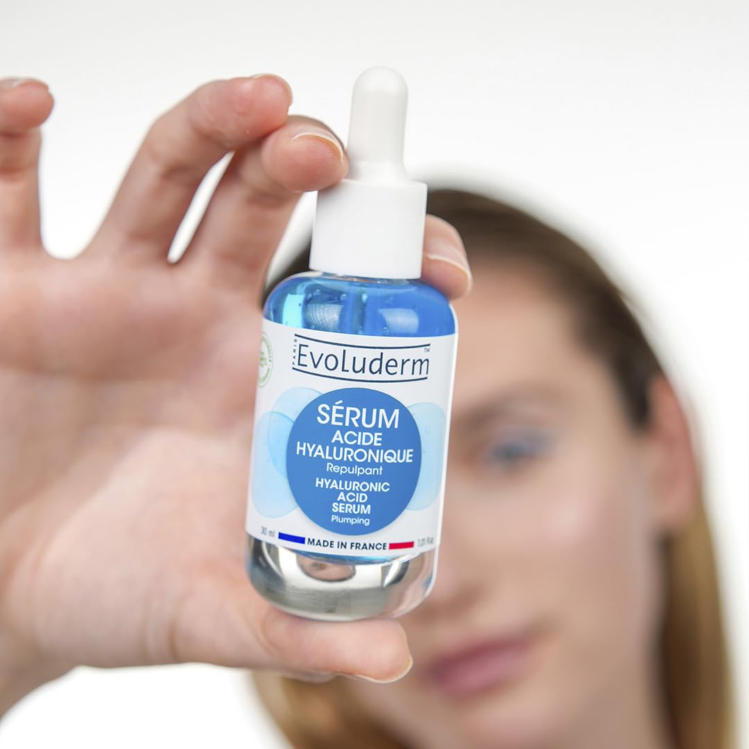 EVOLUDERM - Sérum Acide Hyaluronique - 30ml - 98% d'Ingrédients d'Origine Naturelle - Végan - Lot de 3 x 30ml