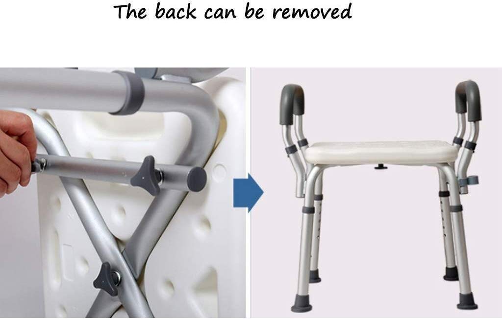 Taburete para Ducha Asiento de baño Flotador Altura Regulable con apoyabrazos Aluminio Ligero con Respaldo Personas Mayores con discapacidad Taburete para Ducha, Seguridad para per