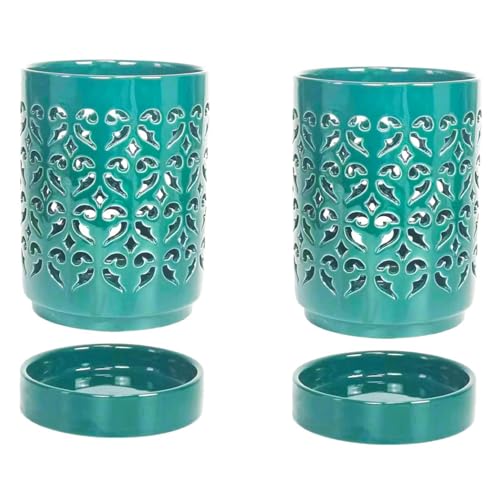Sxmrmnx 2 macetas de orquídeas con agujeros, maceta de cerámica para orquídeas de 4 pulgadas para trasplantar, maceta de flores para interiores y exteriores, color verde transpirable