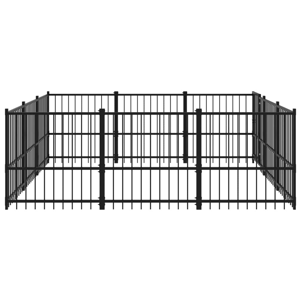 Perrera para perros exterior de acero con recubrimiento en polvo, 8,47 m², para jardín, con puerta giratoria para cachorros, caseta para perros, recinto de seguridad y protección