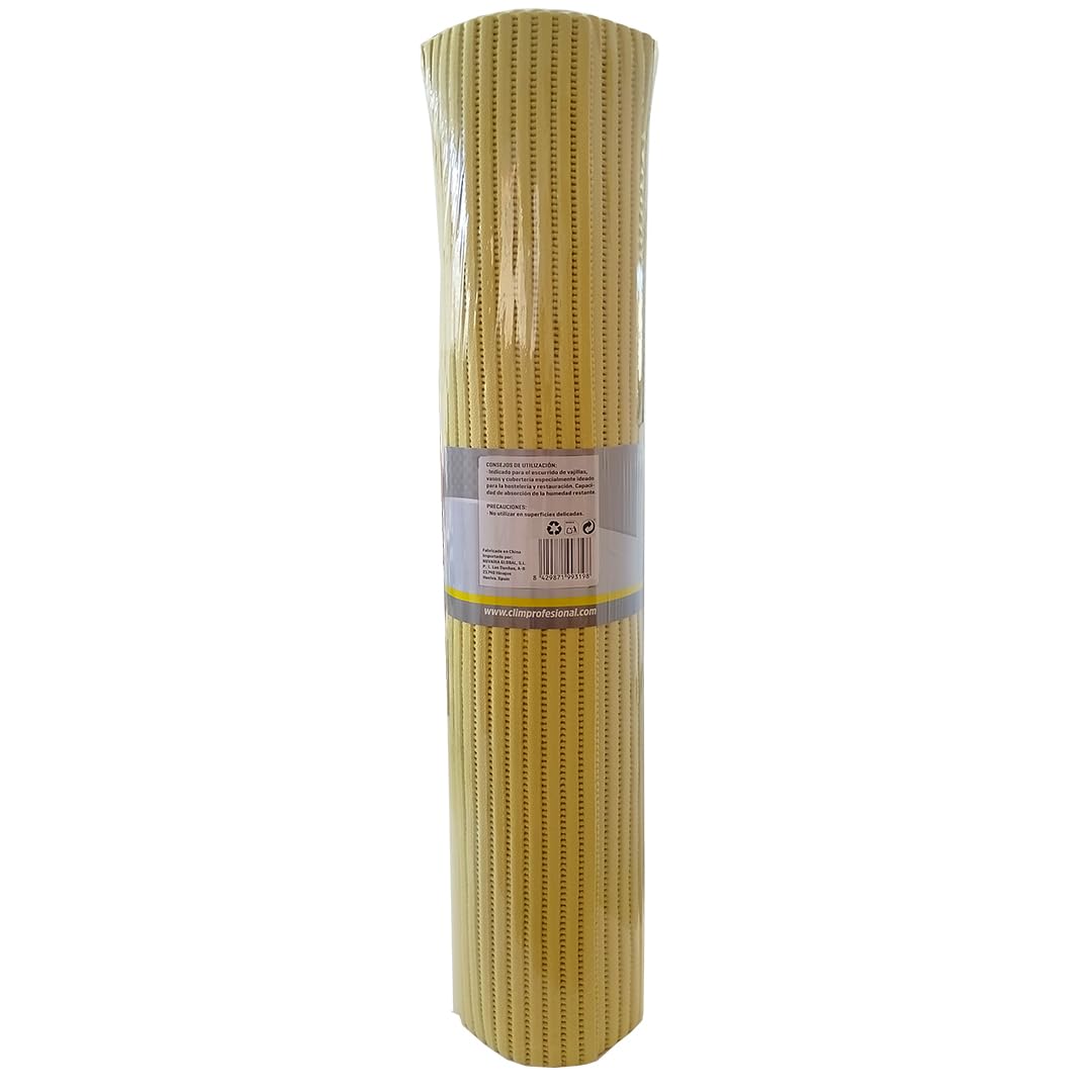 Clim Profesional Escurridor Posavasos Rollo de 3 Metros, Tratamiento Antibacterias y Color Amarillo. para hostelería, Restauración o Cocinas Domésticas.