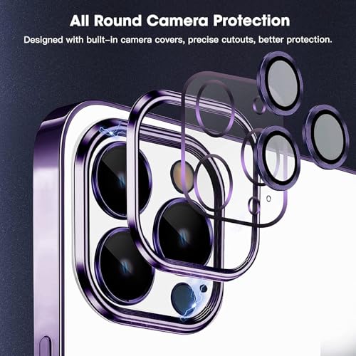 Image of mobistyle Designed for Iphone14 pro Luxury Electroplating TPU Edges Clear Case | Individual Camera Protection | Back Cover Case 4 Pro (Electroplating Purple)