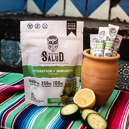 Salud 2-In-1 Hydration And Immunity Electrolytes Powder, Cucumber Lime - 15 Servings, Agua Fresca Drink Mix, Elderberry, Dairy & Soy Free, Non-Gmo, Gluten Free, Vegan, Low Calorie, 1G Of Sugar #TOP6