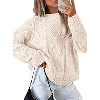 Trendy Queen Oversized Sweaters Womens 2025 Early Fall Fashion Outfits Cable Knit Crewneck Plus Size Pullover Cute Chunky Long Tunic Top Winter Old Money Clothes With Leggings Essential Clothing