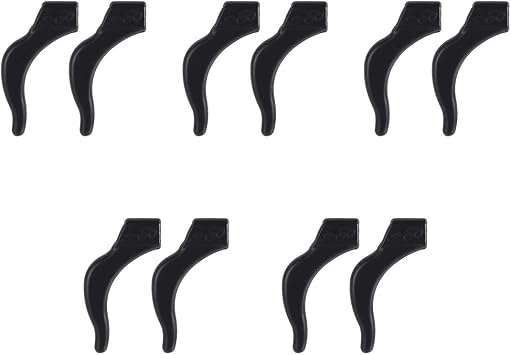 Ear Grip Ear Hooks for Glasses, Anti - slip Hook Soft Silicone Temple Holder Glass Eyewear Comfortable Tips Sleeve Retainer For Eyeglass Sunglass, 5 Pairs(Black)