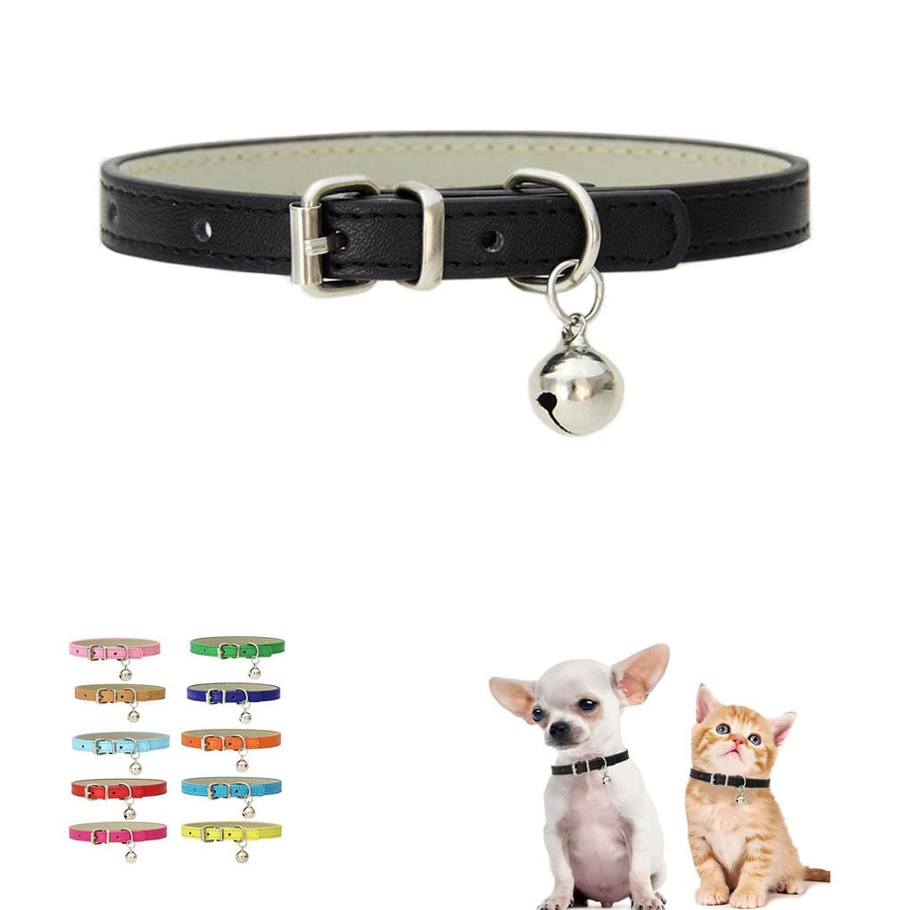 Collier pour chien de petite taille réglable pour éviter les pertes avec clochette noire