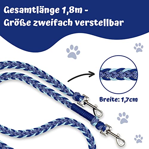 FairPaw Paracord Hundeleine geflochten - 1,8m Hunde Leine verstellbar mit 2 Karabiner, Leine Hund Große Hunde, Hundeleinen, Dog Leash, Führleine Hund, Bissfeste Hundeleine zum Umhängen, Trainingsleine