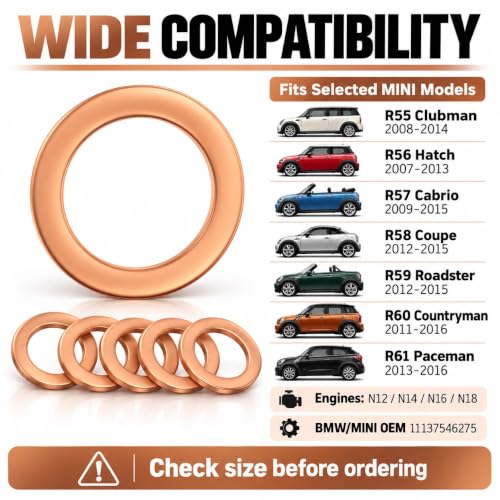 Image of 15pc M16 Oil Drain Plug Crush Washer 11137546275 Replacement for BMW /MINI