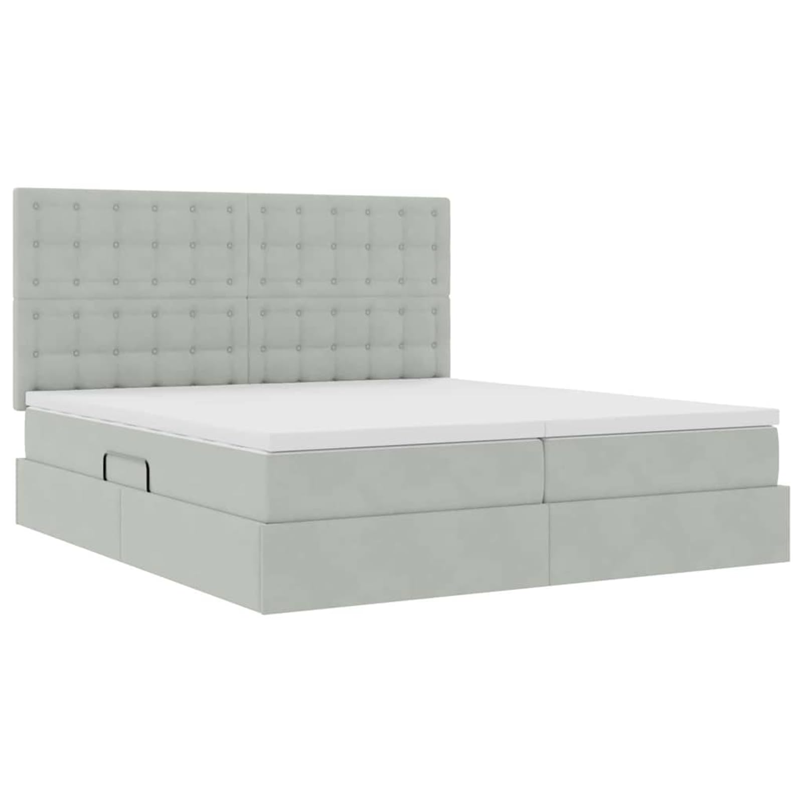 Fasba Cama de Almacenamiento con elevación hidráulica y Luces LED - Tamaño 200x203 cm, Color Gris Claro, Material Terciopelo Modelo FCZJ-3372911ES