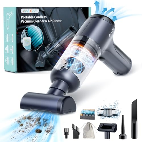 AX2V Car Vacuum Cleaner 80W/16Kpa/20Mins Lightweight Mini High Power Pet Portable Handheld Cordless Vacuum Pro Rechargeable Small Extractor Vacuum Detailing with Cleaning Gel for Car, Home and Office