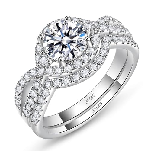WES 1CT Infinite Moissanite Bridal Ring Set - 925 Sterling