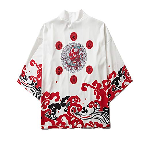 Mens Kimono Cardigan Japanese Fashion Style Vintage Casual Loose Lightweight Spring Fashion Blouse Tops - Thumbnail 2